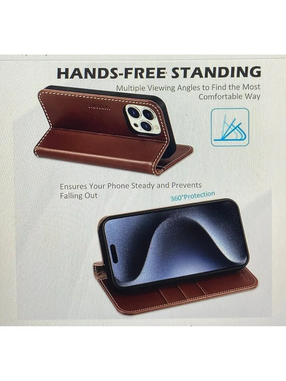 Shieldon Wallet Case for iPhone 15 Pro 5G (6.1inch) Retro Coffee